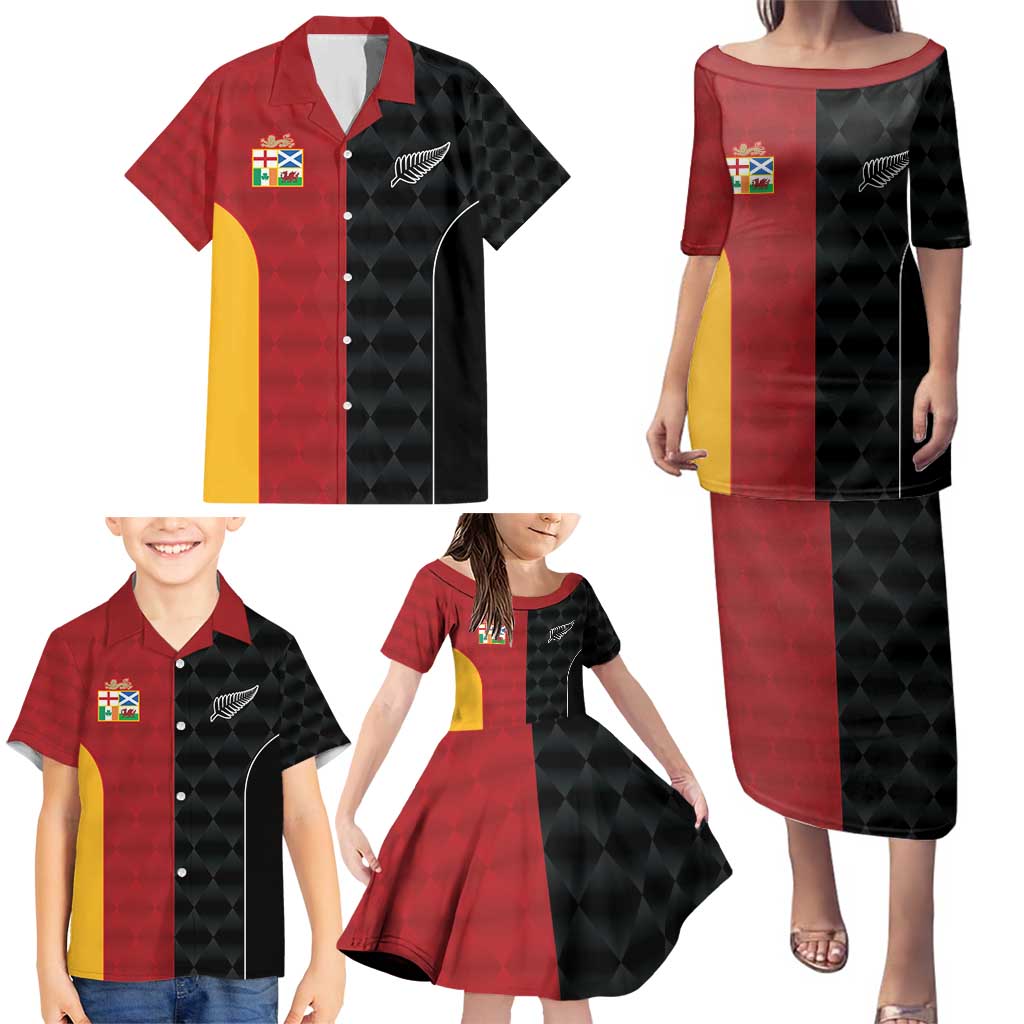 Custom British Lions New Zealand Family Matching Puletasi and Hawaiian Shirt Sporty Style