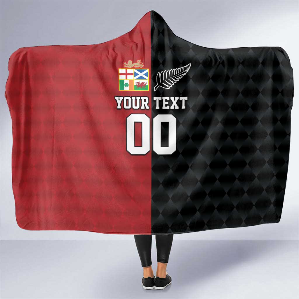 Custom British Lions New Zealand Hooded Blanket Sporty Style LT9 One Size Black - Polynesian Pride