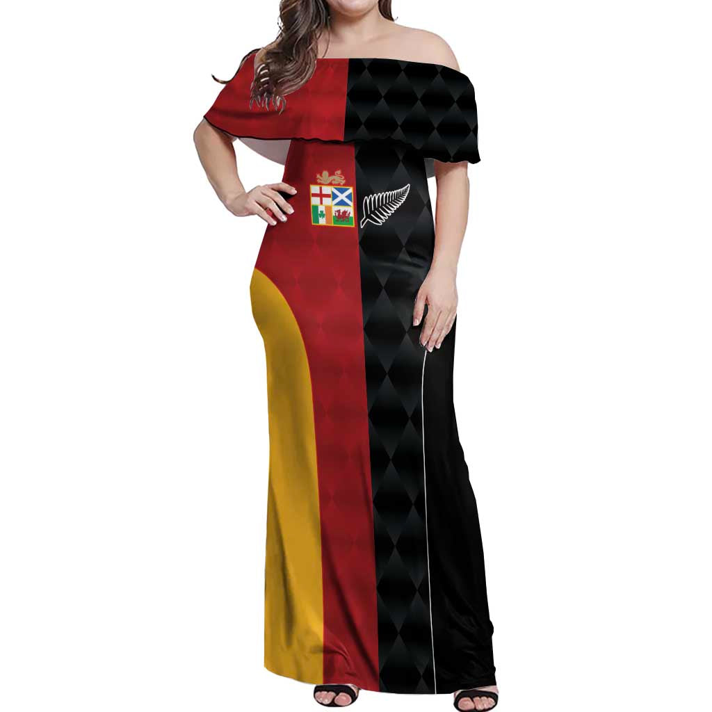 Custom British Lions New Zealand Off Shoulder Maxi Dress Sporty Style