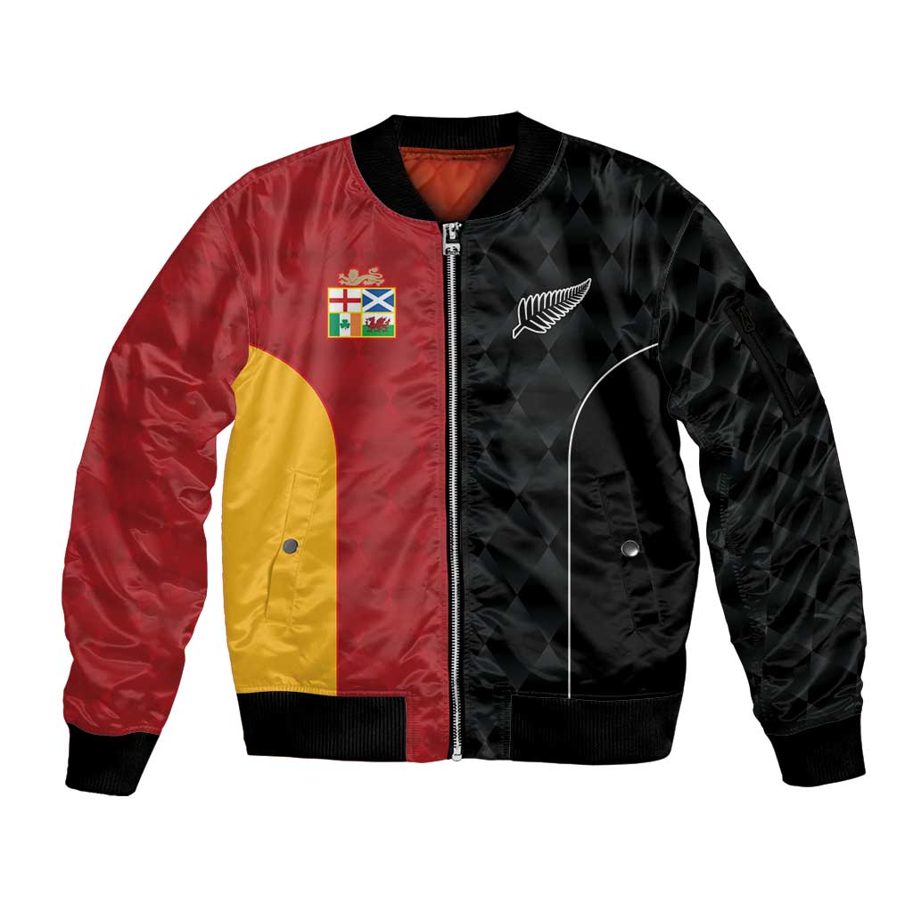 Custom British Lions New Zealand Sleeve Zip Bomber Jacket Sporty Style