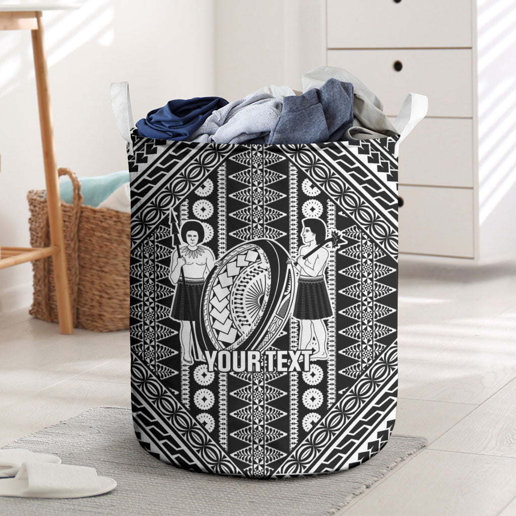 Fiji Custom Rugby National Heritage Laundry Basket Black Traditional Masi Inspired LT9 Black - Polynesian Pride
