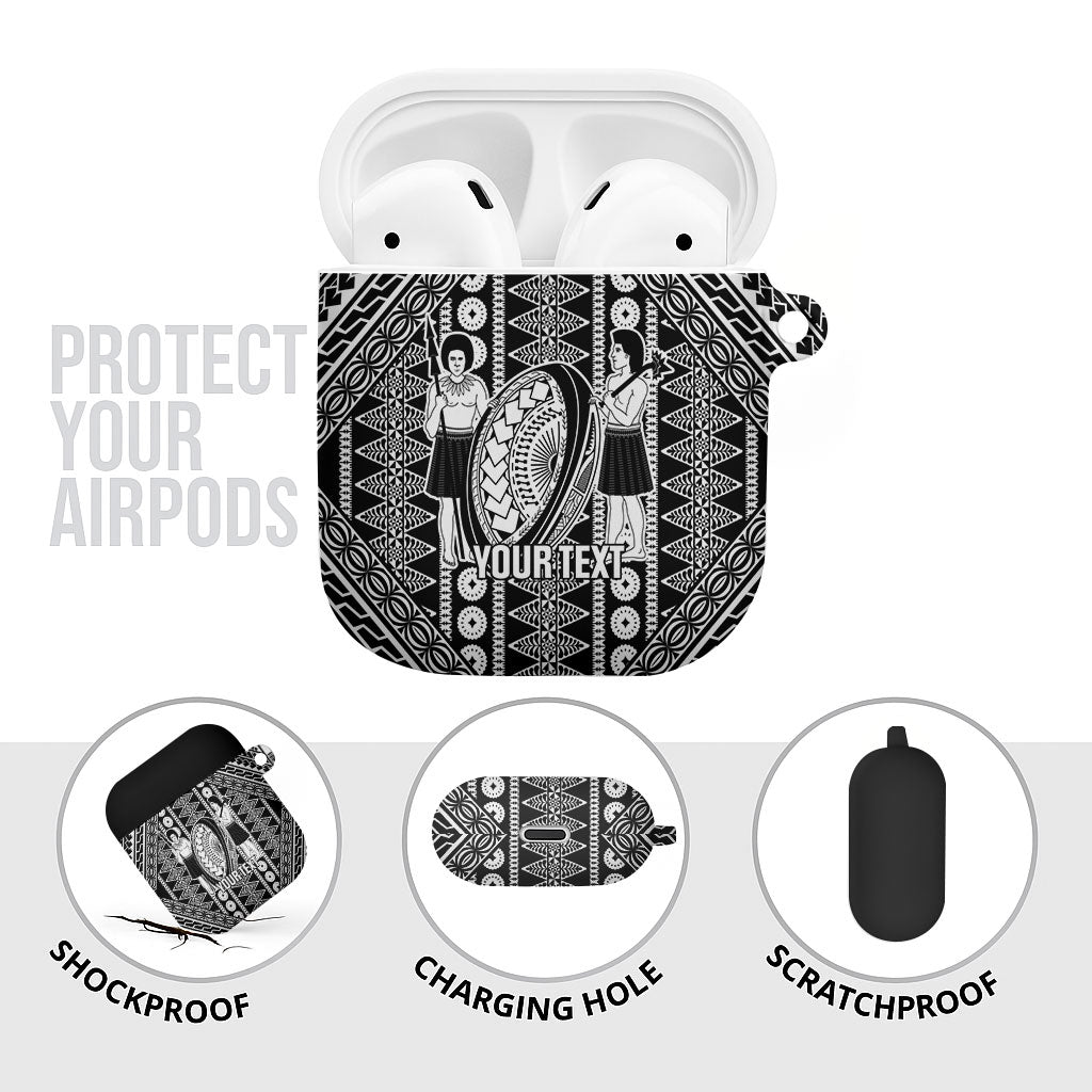Fiji Custom Rugby National Heritage AirPods Case Black Traditional Masi Inspired