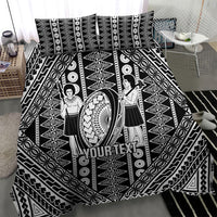 Fiji Custom Rugby National Heritage Bedding Set Black Traditional Masi Inspired