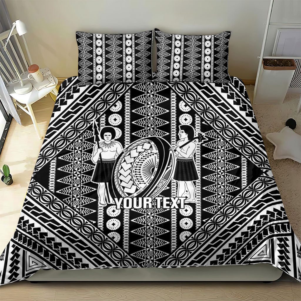 Fiji Custom Rugby National Heritage Bedding Set Black Traditional Masi Inspired