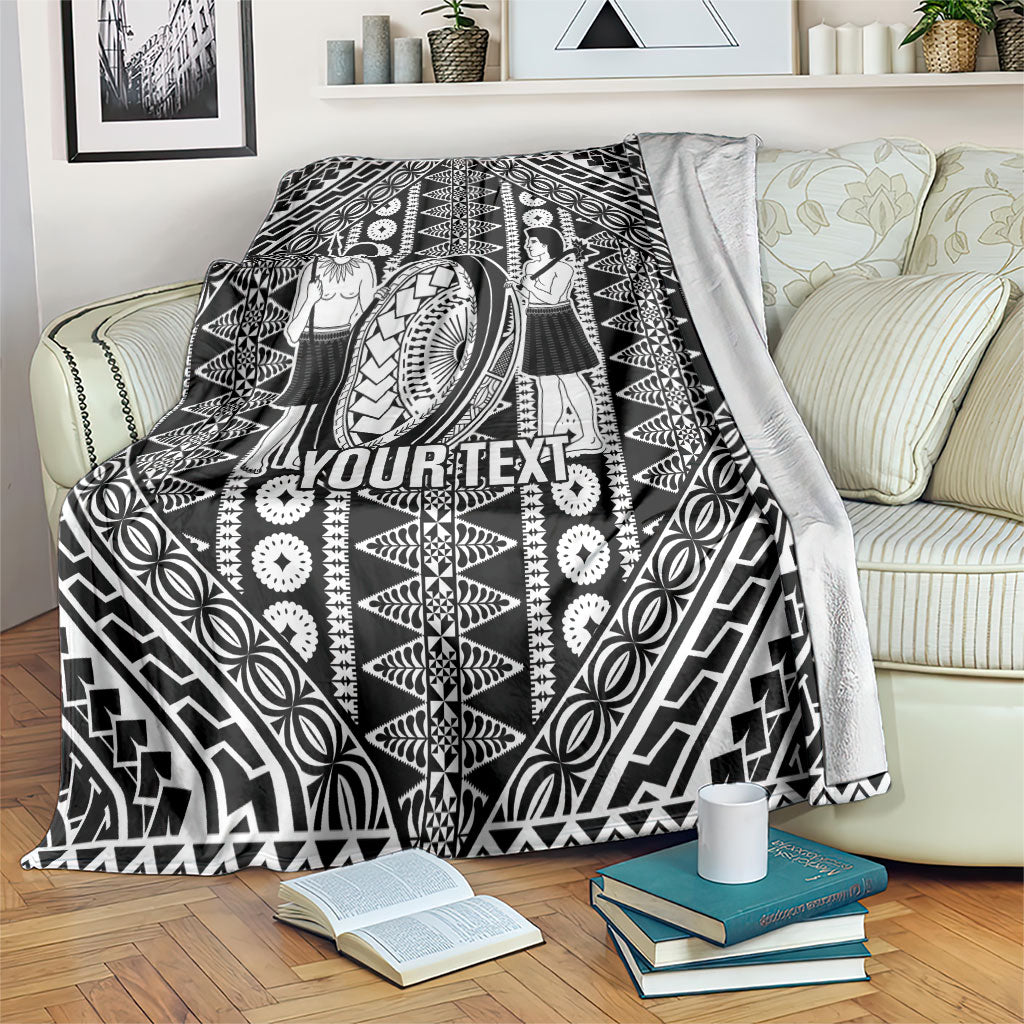 Fiji Custom Rugby National Heritage Blanket Black Traditional Masi Inspired