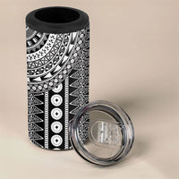 Fiji Custom Rugby National Heritage 4 in 1 Can Cooler Tumbler Black Traditional Masi Inspired