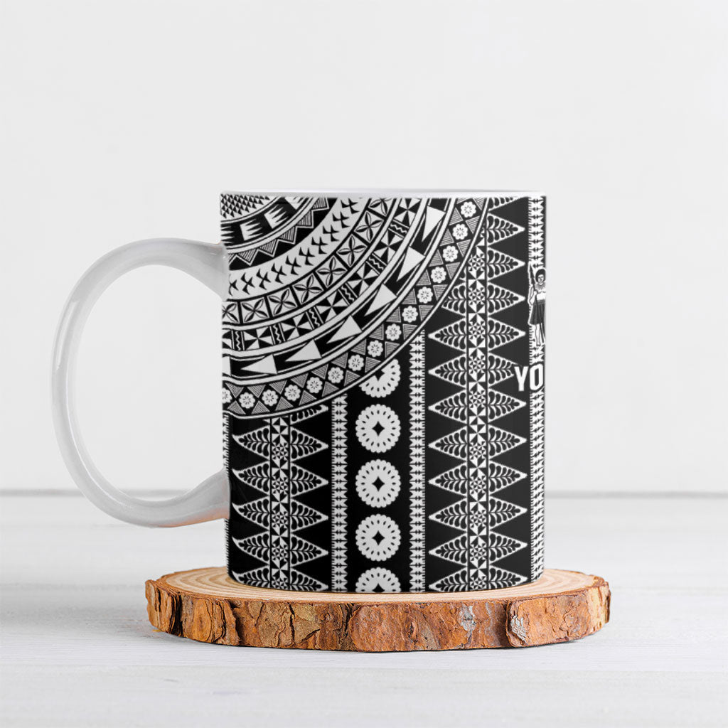Fiji Custom Rugby National Heritage Ceramic Mug Black Traditional Masi Inspired LT9 Black - Polynesian Pride