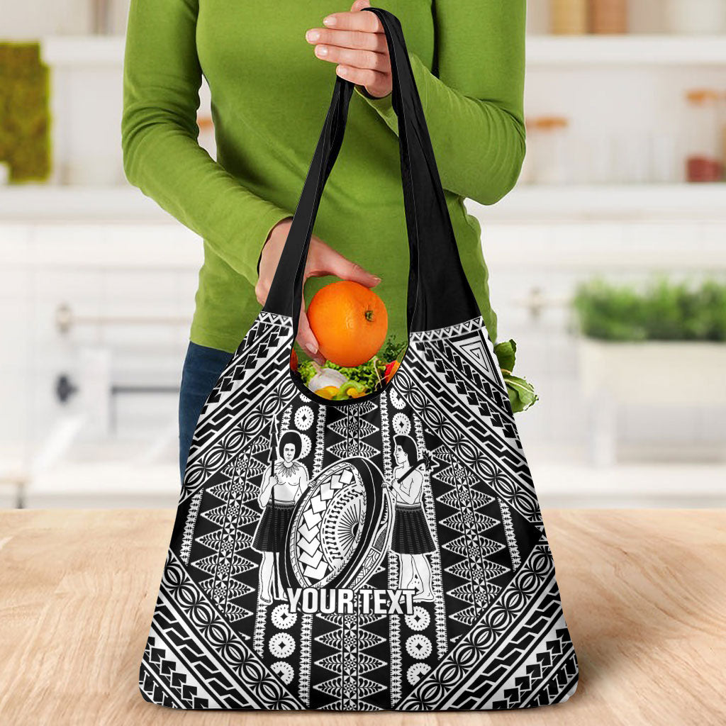 Fiji Custom Rugby National Heritage Grocery Bag Black Traditional Masi Inspired