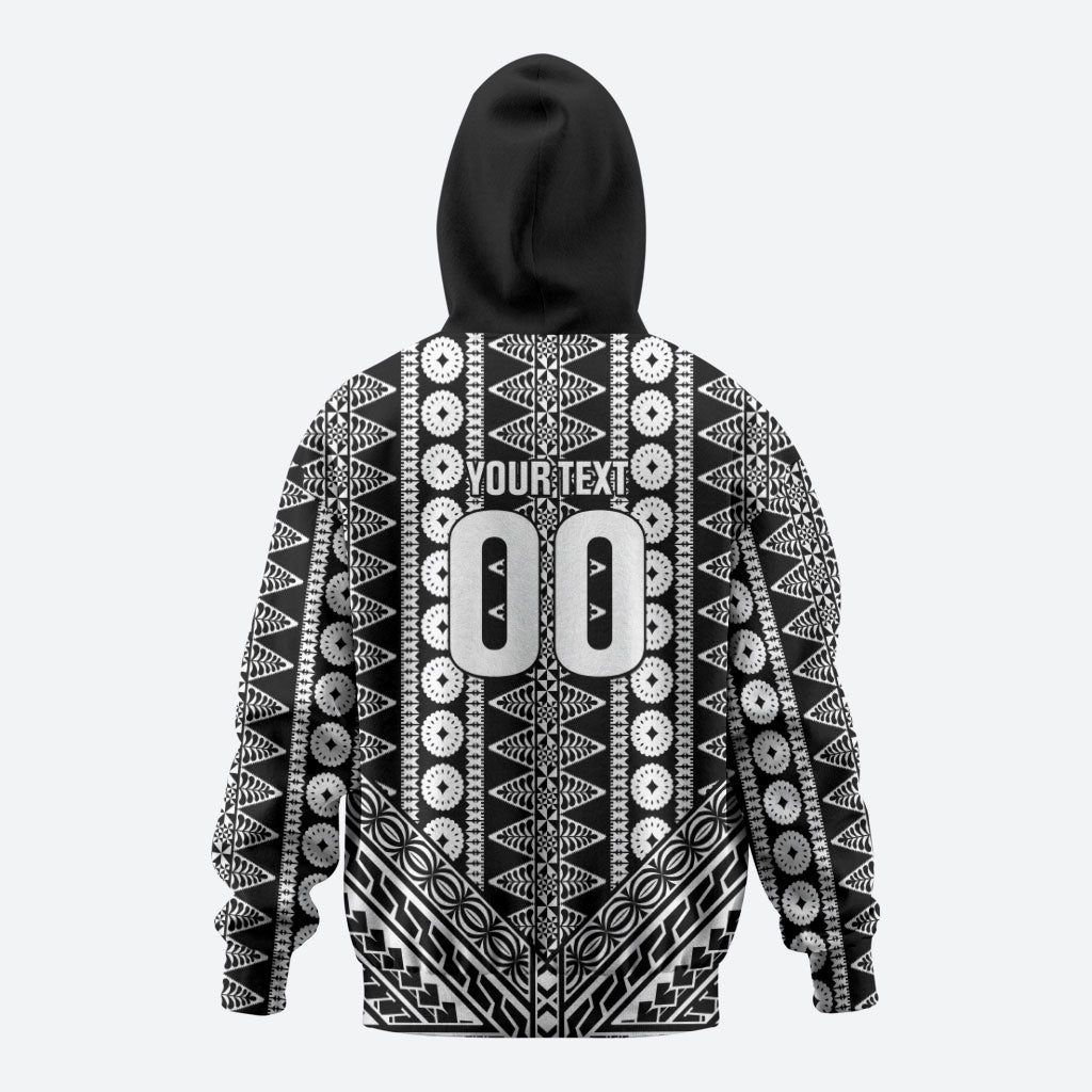 Fiji Custom Rugby National Heritage Hoodie Black Traditional Masi Inspired