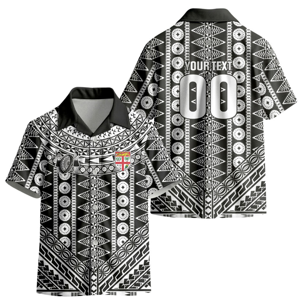 Fiji Custom Rugby National Heritage Kid Hawaiian Shirt Black Traditional Masi Inspired