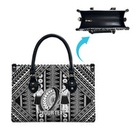 Fiji Custom Rugby National Heritage Leather Bag Black Traditional Masi Inspired