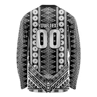 Fiji Custom Rugby National Heritage Long Sleeve Shirt Black Traditional Masi Inspired