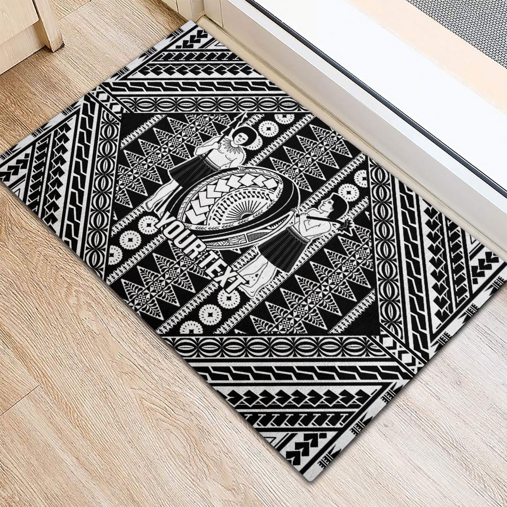 Fiji Custom Rugby National Heritage Rubber Doormat Black Traditional Masi Inspired