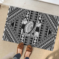Fiji Custom Rugby National Heritage Rubber Doormat Black Traditional Masi Inspired