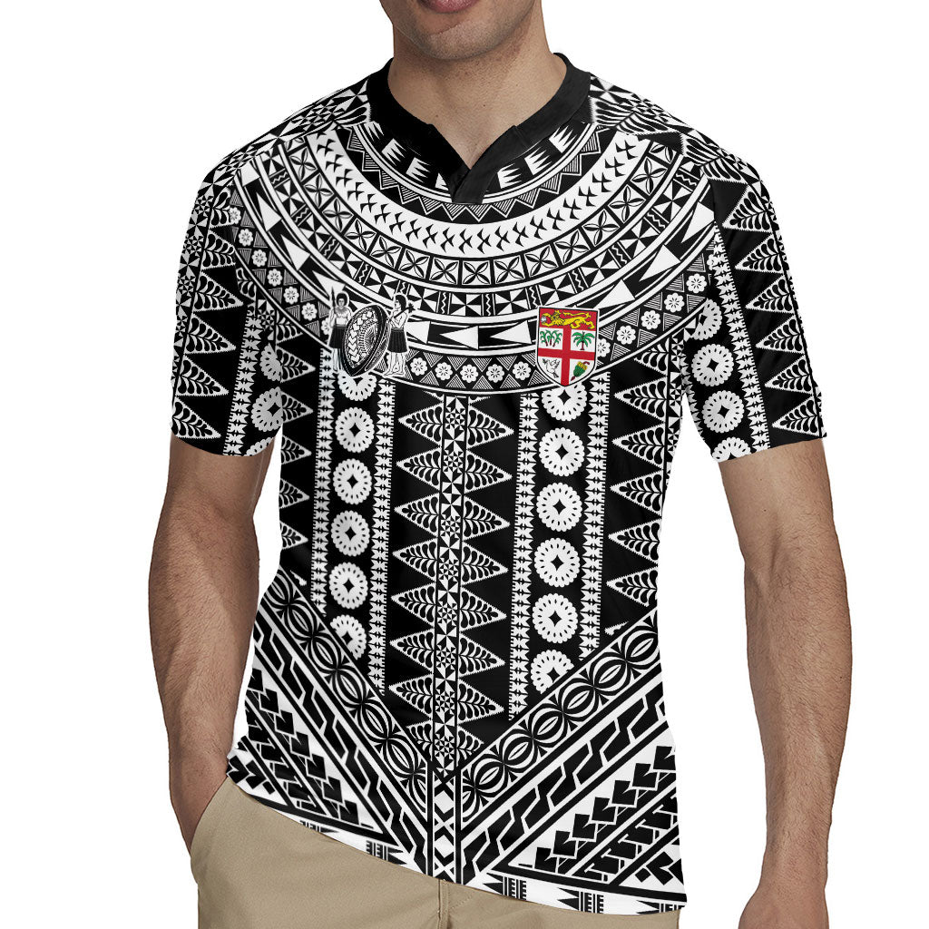 Fiji Custom Rugby National Heritage Rugby Jersey Black Traditional Masi Inspired