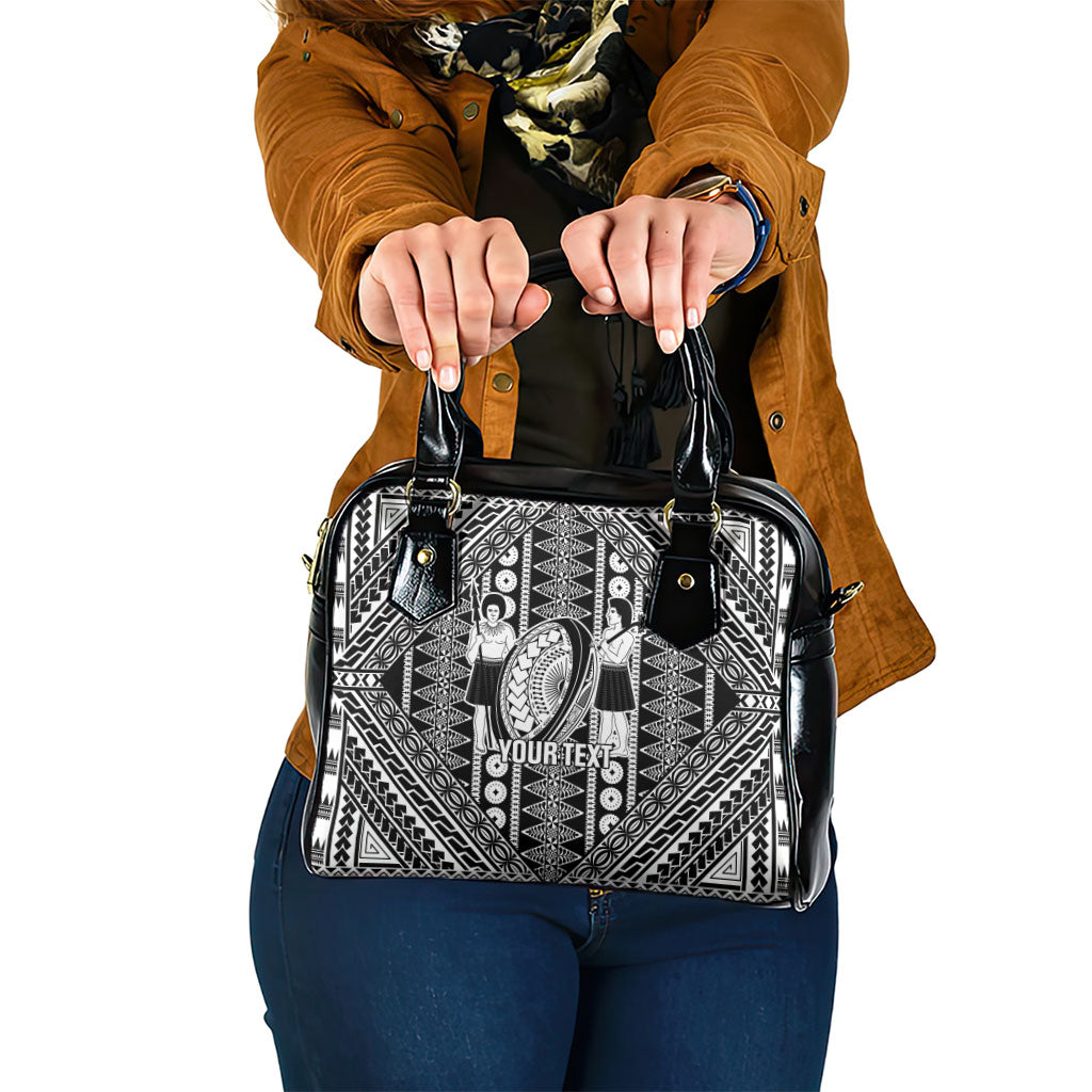Fiji Custom Rugby National Heritage Shoulder Handbag Black Traditional Masi Inspired LT9 One Size Black - Polynesian Pride