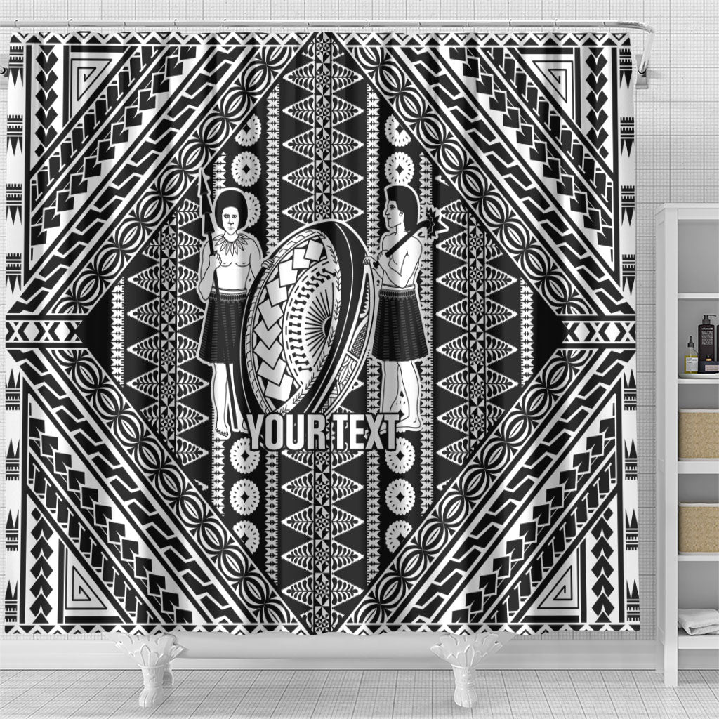 Fiji Custom Rugby National Heritage Shower Curtain Black Traditional Masi Inspired