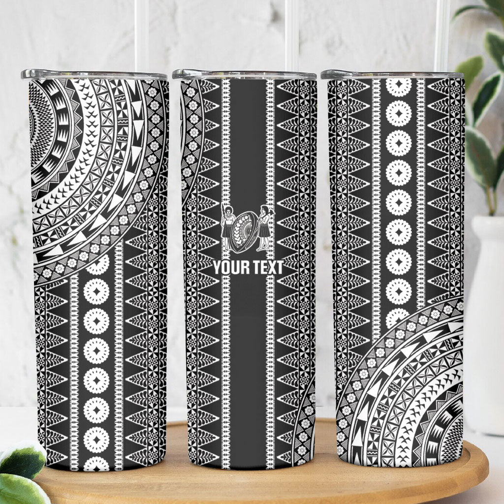 Fiji Custom Rugby National Heritage Skinny Tumbler Black Traditional Masi Inspired