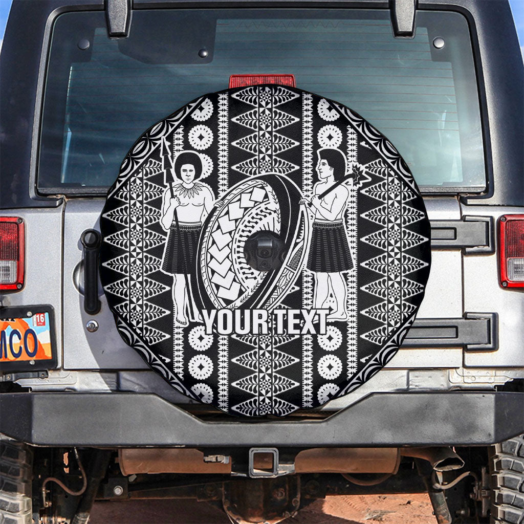 Fiji Custom Rugby National Heritage Spare Tire Cover Black Traditional Masi Inspired