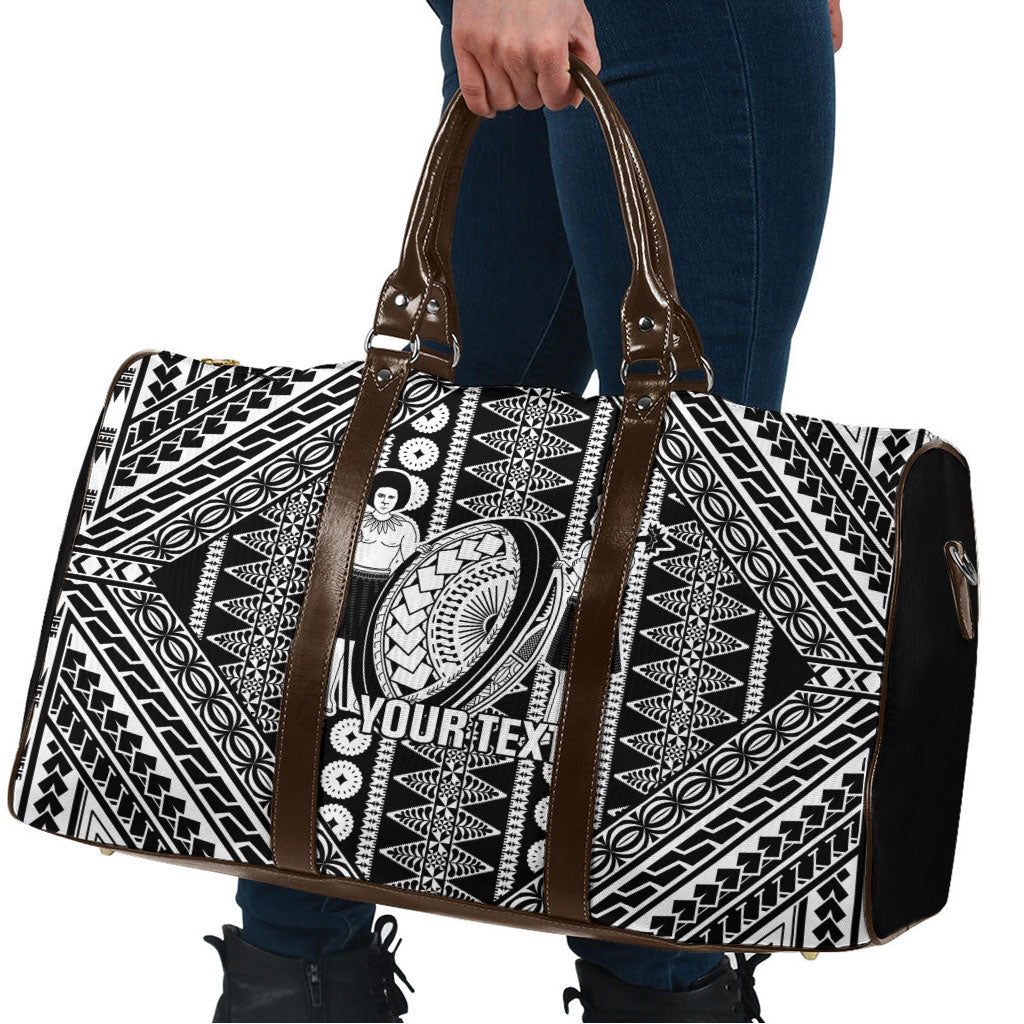 Fiji Custom Rugby National Heritage Travel Bag Black Traditional Masi Inspired
