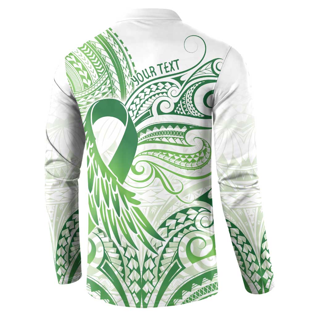 Its Okay Green Ribbon Personalised Button Sweatshirt Polynesian Depression Awareness