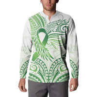 Its Okay Green Ribbon Personalised Button Sweatshirt Polynesian Depression Awareness