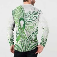 Its Okay Green Ribbon Personalised Button Sweatshirt Polynesian Depression Awareness