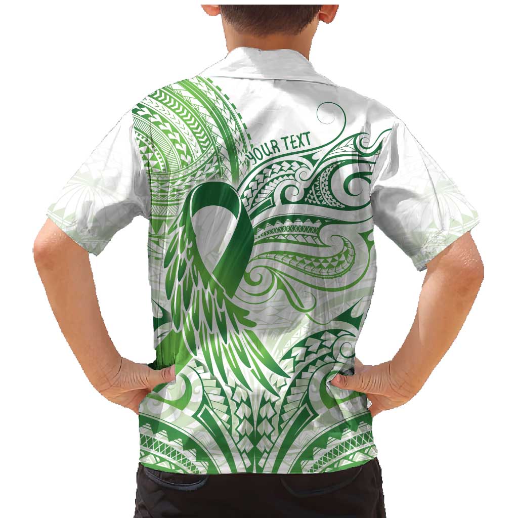 Its Okay Green Ribbon Personalised Family Matching Mermaid Dress and Hawaiian Shirt Polynesian Depression Awareness
