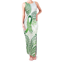 Its Okay Green Ribbon Personalised Family Matching Tank Maxi Dress and Hawaiian Shirt Polynesian Depression Awareness
