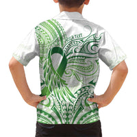 Its Okay Green Ribbon Personalised Hawaiian Shirt Polynesian Depression Awareness