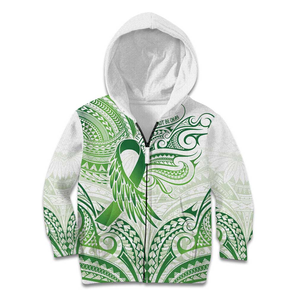 Its Okay Green Ribbon Personalised Kid Hoodie Polynesian Depression Awareness