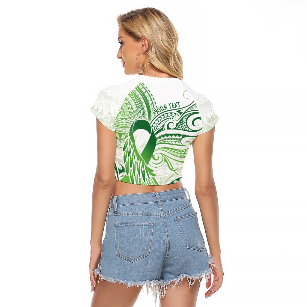 Its Okay Green Ribbon Personalised Raglan Cropped T Shirt Polynesian Depression Awareness