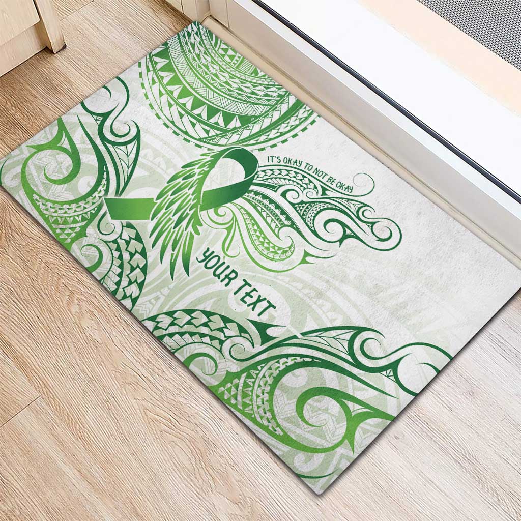 Its Okay Green Ribbon Personalised Rubber Doormat Polynesian Depression Awareness