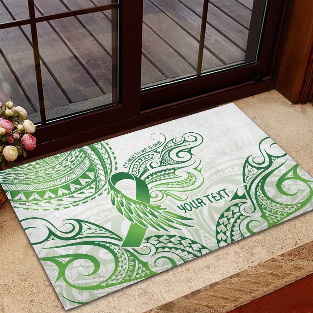 Its Okay Green Ribbon Personalised Rubber Doormat Polynesian Depression Awareness
