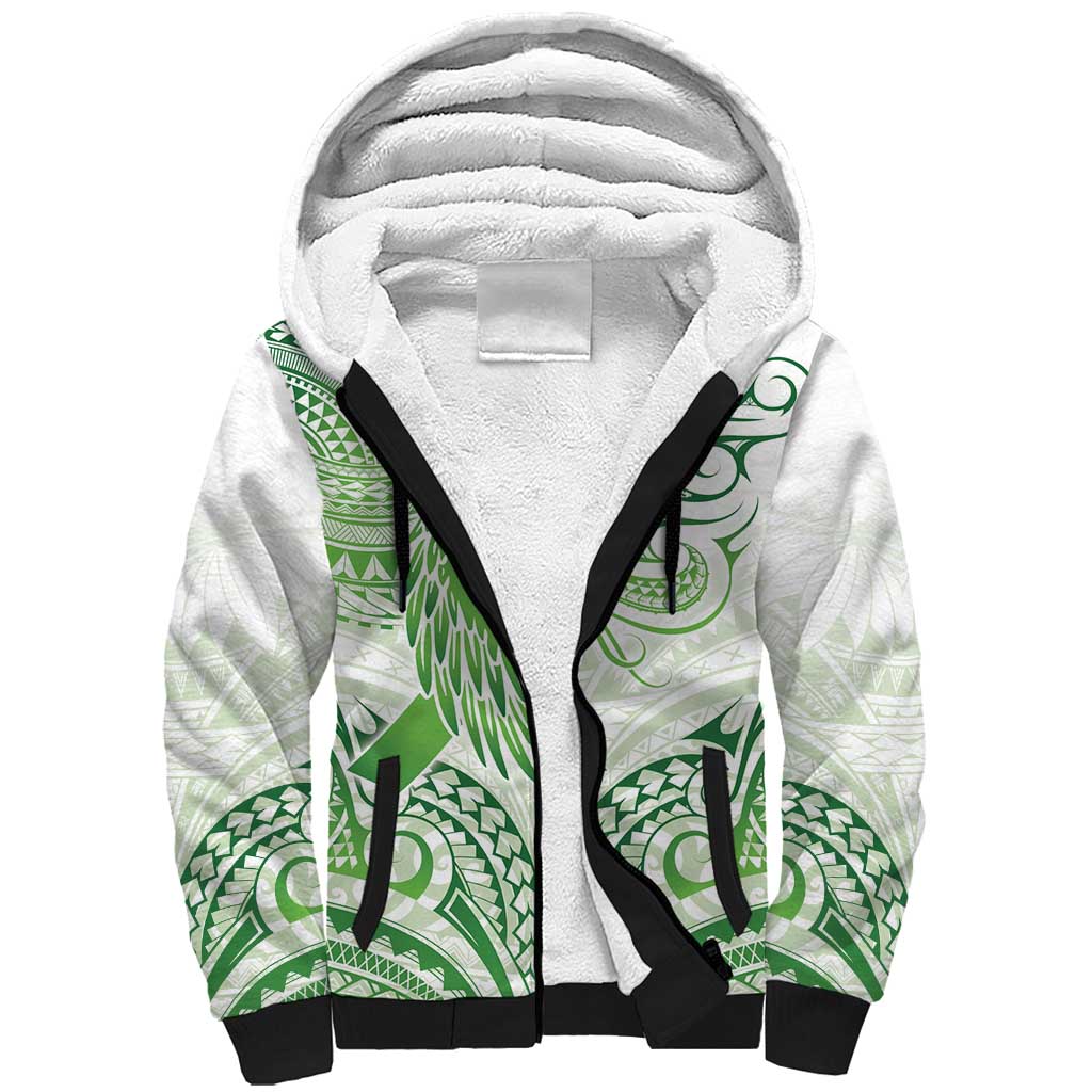 Its Okay Green Ribbon Personalised Sherpa Hoodie Polynesian Depression Awareness