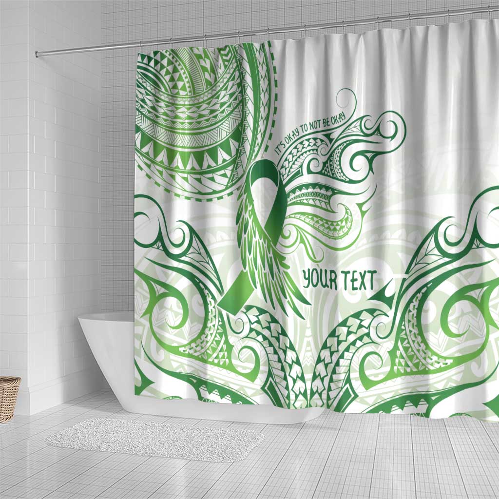 Its Okay Green Ribbon Personalised Shower Curtain Polynesian Depression Awareness
