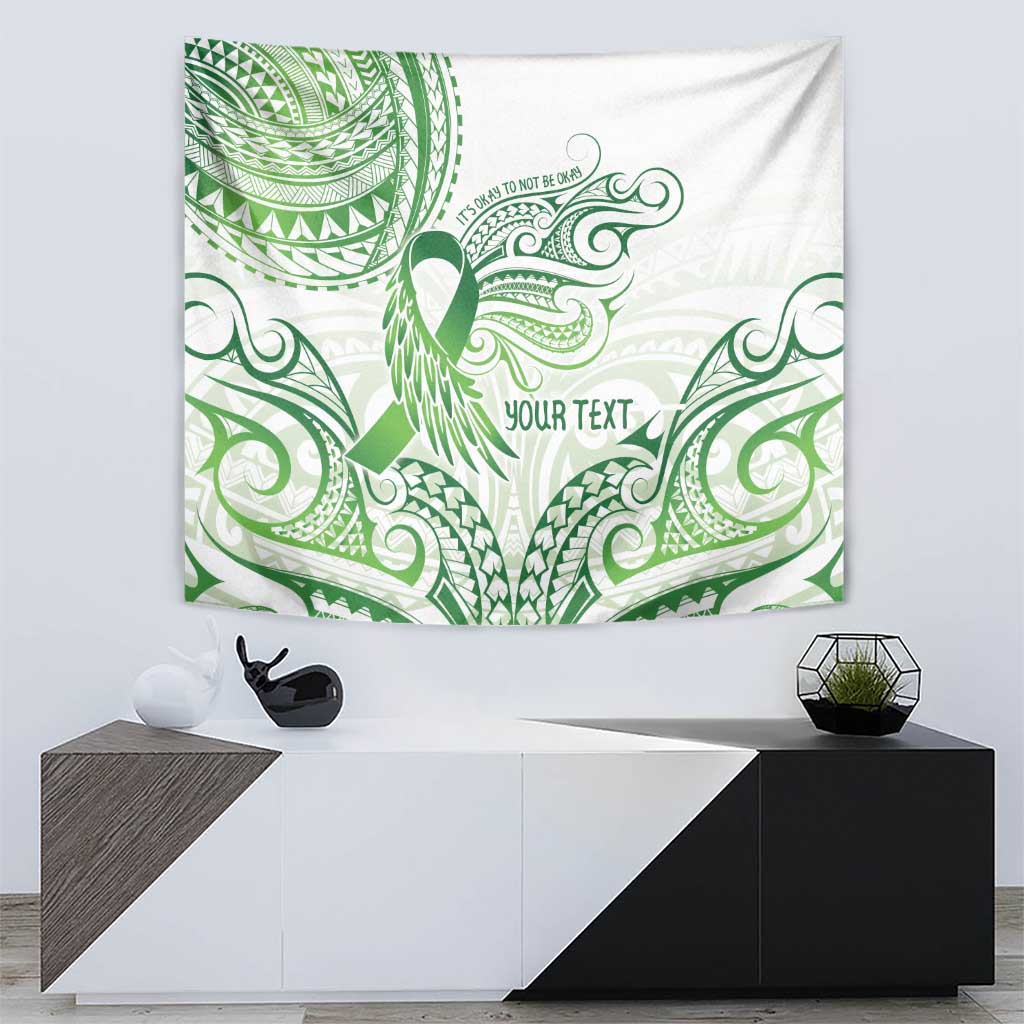 Its Okay Green Ribbon Personalised Tapestry Polynesian Depression Awareness