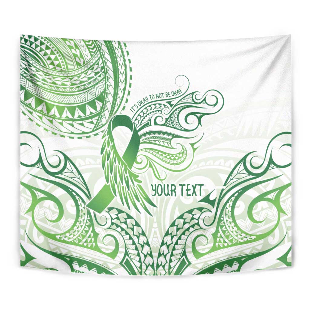 Its Okay Green Ribbon Personalised Tapestry Polynesian Depression Awareness