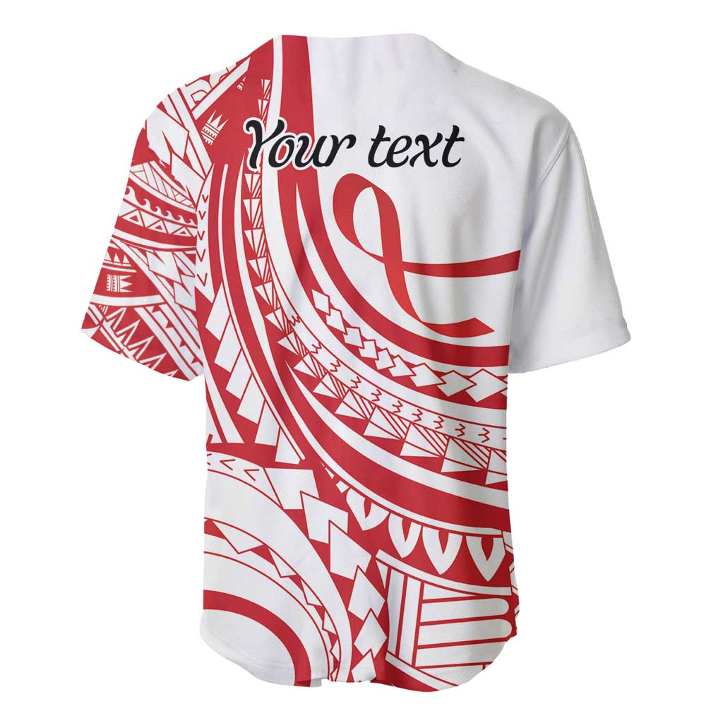 Know Your Status Red Ribbon Personalised Baseball Jersey Polynesian AIDS Awareness