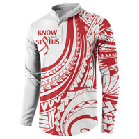 Know Your Status Red Ribbon Personalised Button Sweatshirt Polynesian AIDS Awareness