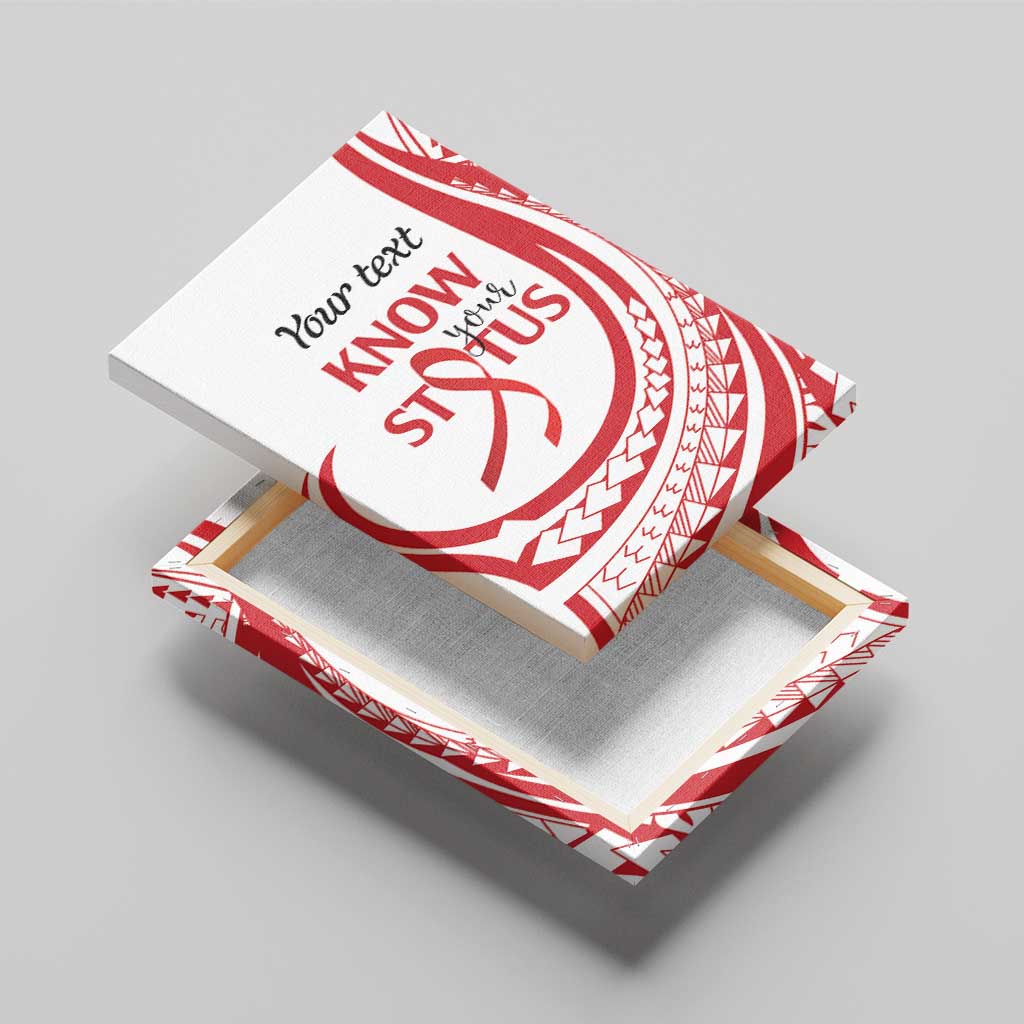 Know Your Status Red Ribbon Personalised Canvas Wall Art Polynesian AIDS Awareness