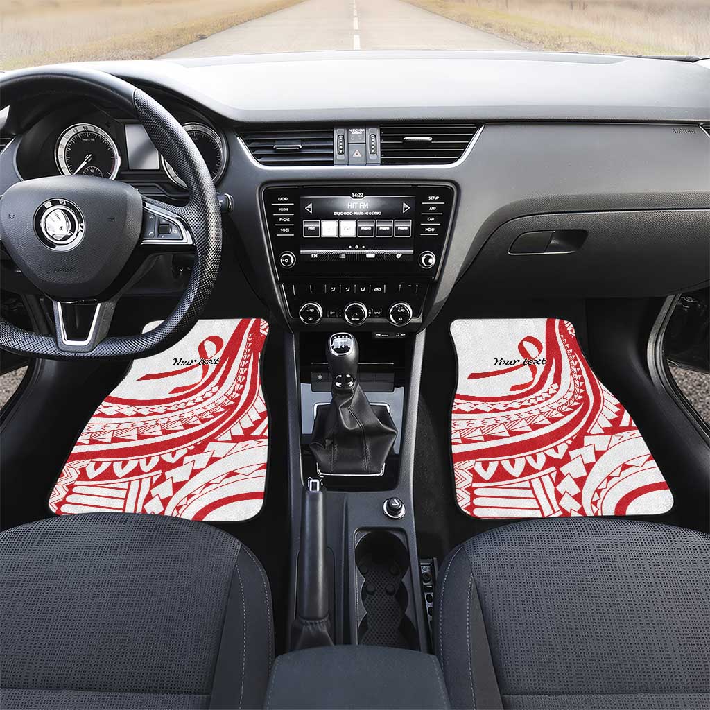 Know Your Status Red Ribbon Personalised Car Mats Polynesian AIDS Awareness