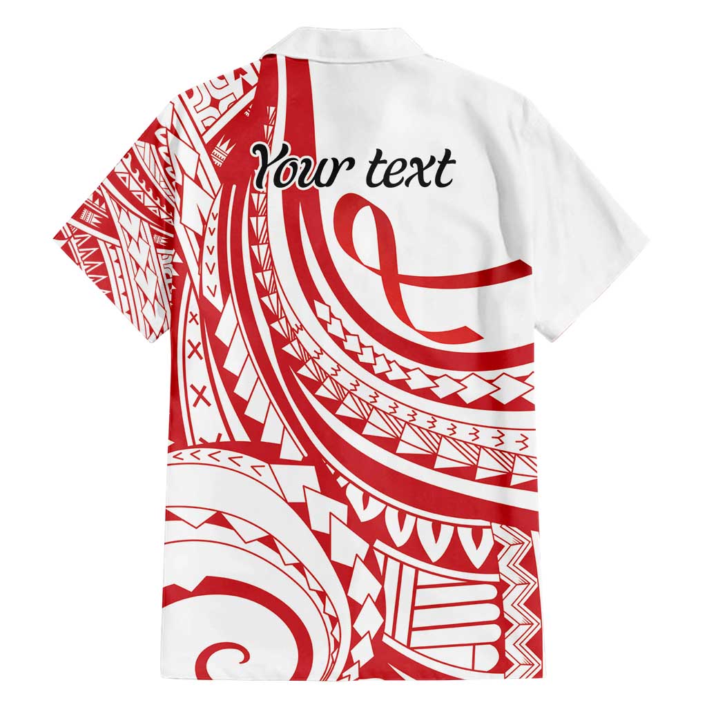 Know Your Status Red Ribbon Personalised Family Matching Long Sleeve Bodycon Dress and Hawaiian Shirt Polynesian AIDS Awareness