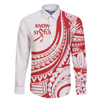 Know Your Status Red Ribbon Personalised Family Matching Summer Maxi Dress and Hawaiian Shirt Polynesian AIDS Awareness