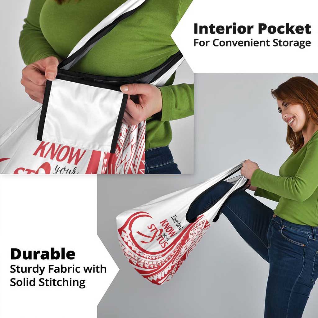 Know Your Status Red Ribbon Personalised Grocery Bag Polynesian AIDS Awareness