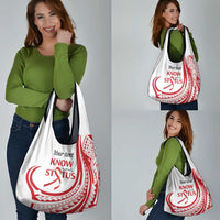 Know Your Status Red Ribbon Personalised Grocery Bag Polynesian AIDS Awareness