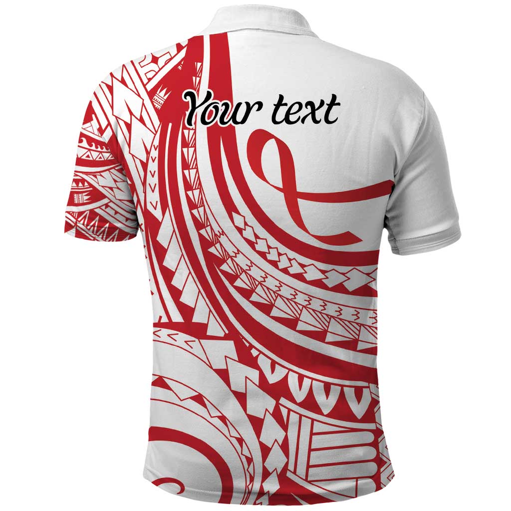 Know Your Status Red Ribbon Personalised Polo Shirt Polynesian AIDS Awareness