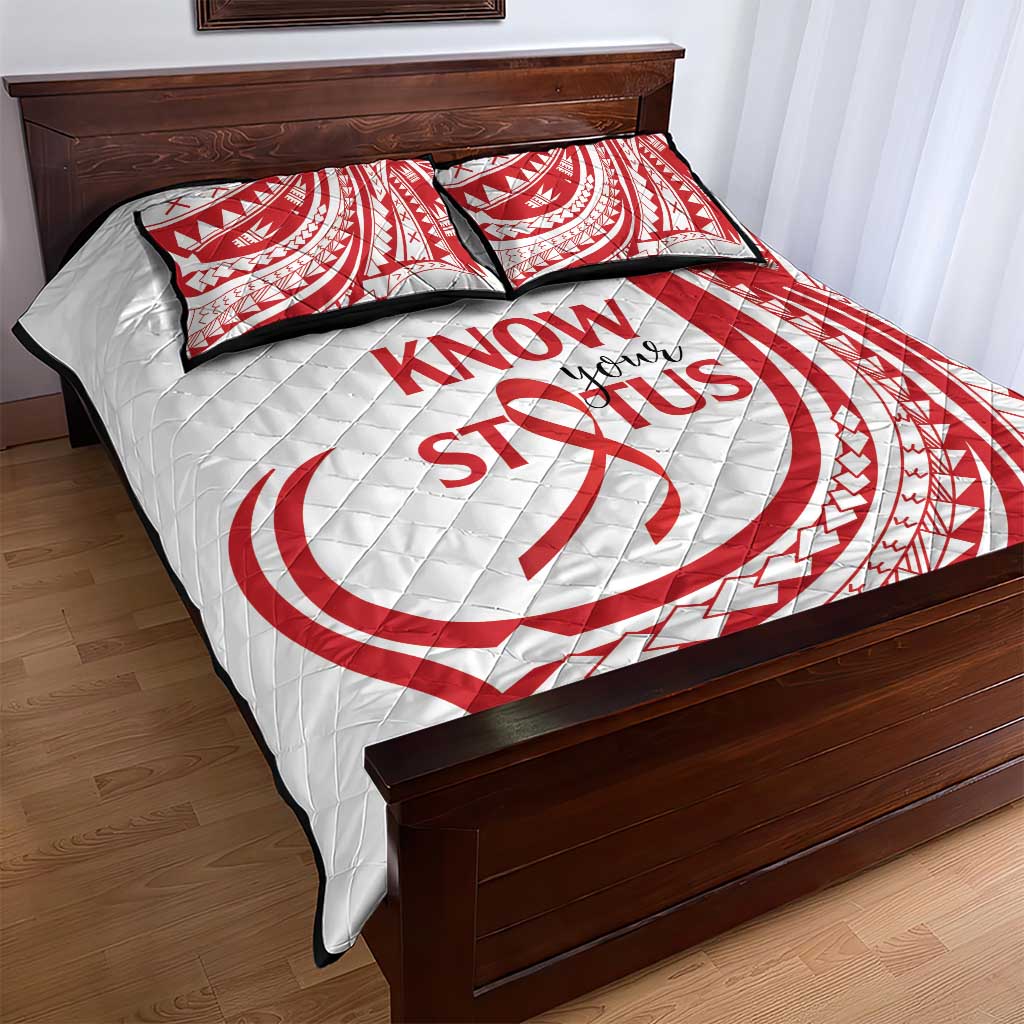 Know Your Status Red Ribbon Personalised Quilt Bed Set Polynesian AIDS Awareness