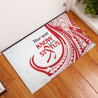 Know Your Status Red Ribbon Personalised Rubber Doormat Polynesian AIDS Awareness