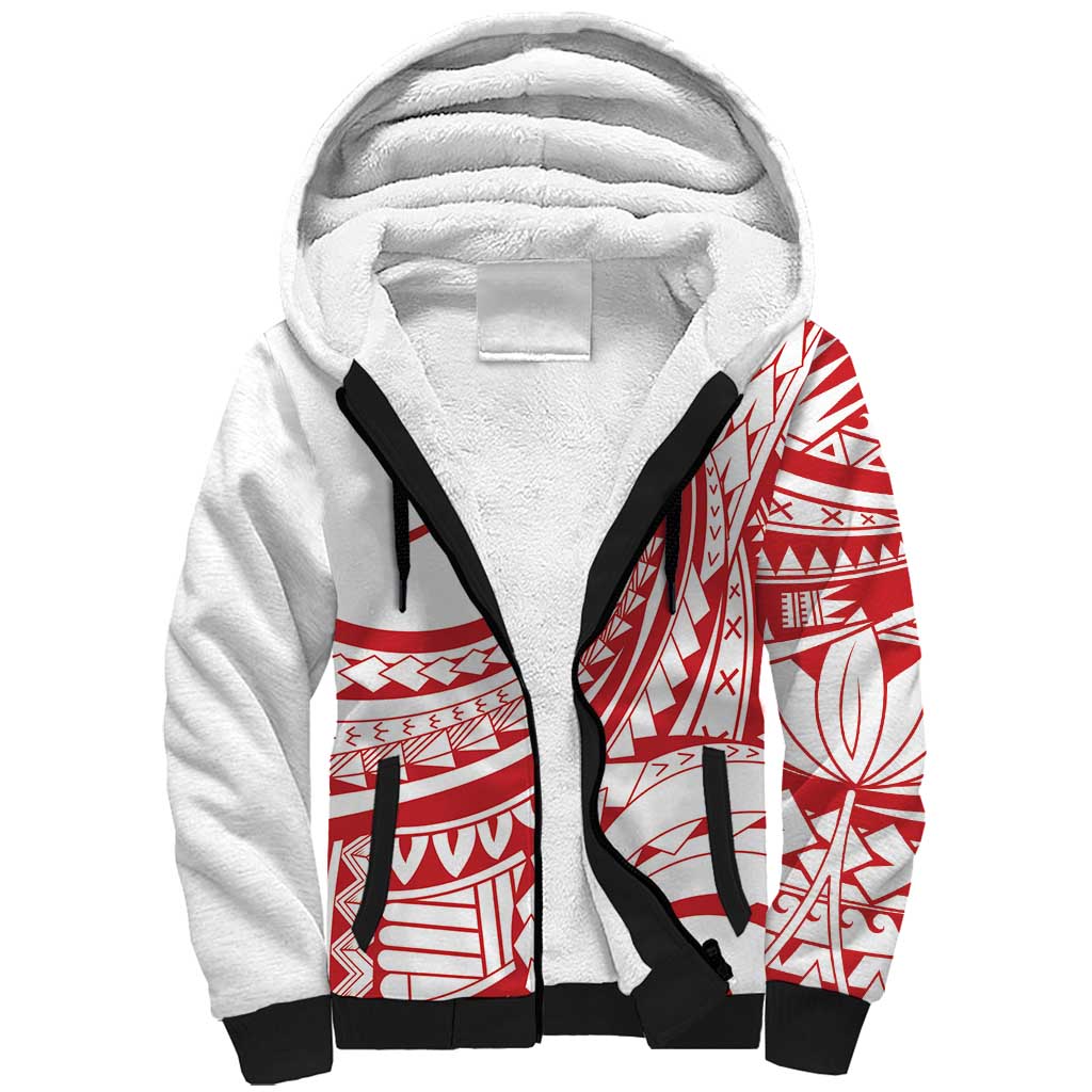 Know Your Status Red Ribbon Personalised Sherpa Hoodie Polynesian AIDS Awareness